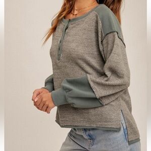 Green Henley pullover NWT